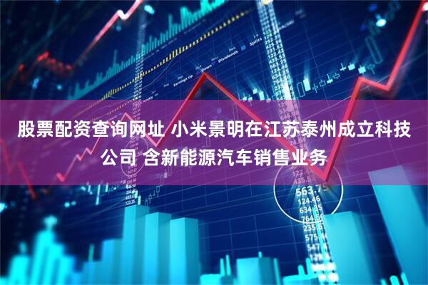 股票配资查询网址 小米景明在江苏泰州成立科技公司 含新能源汽车销售业务